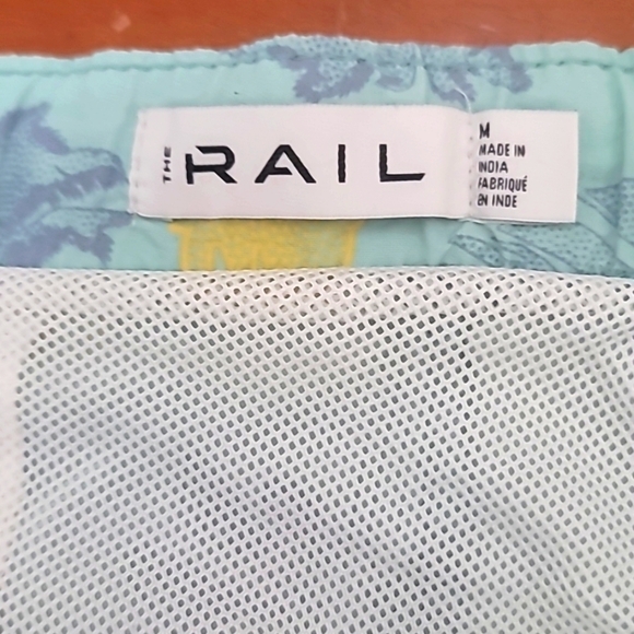 THE RAIL MEN'S SWIM TRUNKS HAWAIIAN ELASTIC DRAWSTRING WAIST NETTING GREEN SZ M - Picture 6 of 8